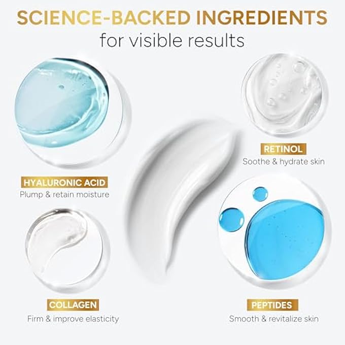 Arvesa RETINOL CREAM FOR FACE WITH COLLAGEN, PEPTIDES - ANTI AGING WRINKLE CREAM FOR WOMEN AND MEN - DAY-NIGHT FACIAL MOISTURIZER WITH HYALURONIC ACID - TIGHTENING AND SKIN FIRMING - NECK & DCOLLET - Image 3